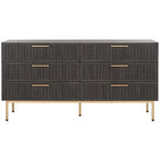 Commode à 6 tiroirs | Finition bois | Noir/Or, Noyer, Blanc, Chêne | 1 personne
