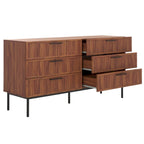 Commode à 6 tiroirs | Finition bois | Noir/Or, Noyer, Blanc, Chêne | 1 personne