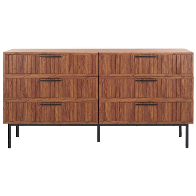 Commode à 6 tiroirs | Finition bois | Noir/Or, Noyer, Blanc, Chêne | 1 personne