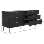 Commode à 6 tiroirs | Finition bois | Noir/Or, Noyer, Blanc, Chêne | 1 personne